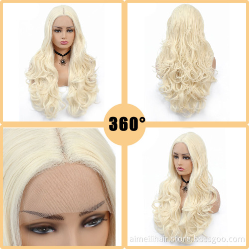 Wholesale Price Lacefront Wigs For Women Daily Life Natural Curly Fashion Hair Deep Wave Long  Brown Ombre Blonde Synthetic Wig